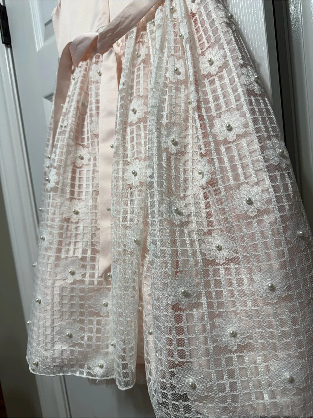 American Princess Girls Size 8 Blush Pink Lace Pearl Special Occasion Dress